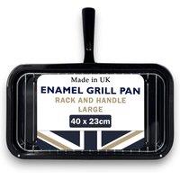 Chabrias Ltd Samuel Groves 40cm Enamel Grill Pan with Rack & Handle UK Made in Black | Size: XL