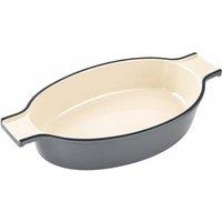 Chabrias Ltd Samuel Groves 36cm Enamelled Cast Iron Gratin Dish - Oven Roasting Pan in Grey
