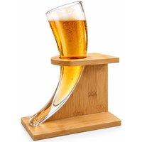 Chabrias Ltd Chabrias 500ml Viking Beer Horn Glass with Stand - Novelty Gift in Clear
