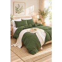 Pamposh Plain Duvet Cover Sets Reversible Bedding Sets in Green | Size: King