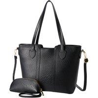 MODISHION Women's Fashion PU Leather Single Shoulder Tote Bag in Black
