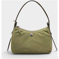 Tory Burch Women's Nylon Zip Top Shoulder Bag Green Khaki