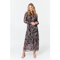 Izabel London Women's Paisley Tie Waist Layered Maxi Dress in Purple | Size: 10