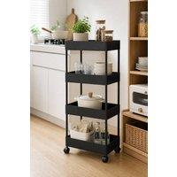 Garden Sanctuary 4 Tiers Shelf Trolley Cart Storage Rack for Kitchen Bathroom Black