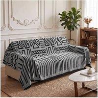 Living and Home Bohemian-Style Sofa Cover Couch Furniture Protector in Light Grey | Size: Extra Large