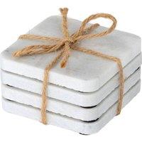 Four Candle Set of Four Square Marble Coasters in White