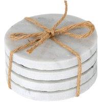 Four Candle Set of Four Round Marble Coasters in White