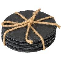Four Candle Set of Four Round Slate Coasters in Black