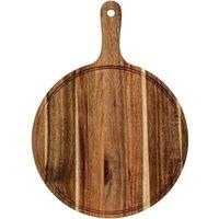 Four Candle Round Acacia Serving Board Decorative Home Accessory in Brown