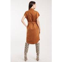 Louche Women's Melike Faux Suede Midi Shirt Dress in Tan | Size: 8