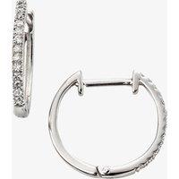 T.H.Baker Women's 9ct White Gold Diamond Huggie Earrings GE2106 in Silver