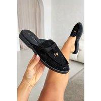 Love Lemonade Women's Crystal Dream Slip On Clog Mules in Black | Size: 5