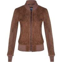 Infinity Leather Women's Classic MA-1 Suede Bomber Jacket-Newbury in Tan | Size: 22