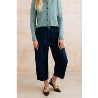 Lily & Me Women's Georgia Cotton Canvas Barrel Leg Trousers with Patch Pocket in Navy | Size: 8