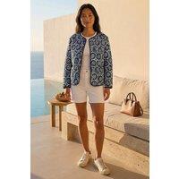 Roman Women's Petite Geo Quilted Puffer Jacket in Navy | Size: 12