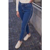 Roman Women's Hot Fix Side Slim Denim Trouser in Mid Blue | Size: 20