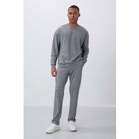 Tommy Life Men's Long Sleeve Crew Neck Sweatshirt & Pants Set in Grey | Size: Small