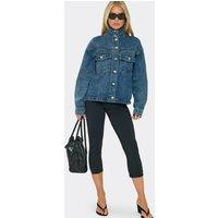 EGO Women's Long Sleeve Button Up Collared Denim Jacket in Blue | Size: 10