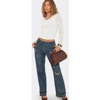 EGO Women's Straight Leg Denim Jeans in Dark Blue | Size: 12
