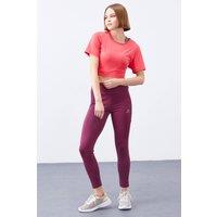 Tommy Life Women's High-waist Slim-fit Leggings in Burgundy | Size: XS