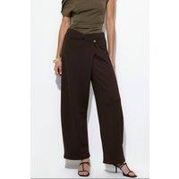 Busem Women's High-waist Wide-leg Crepe Trousers in Dark Brown | Size: Small