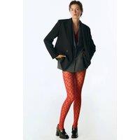 Penti Women's Mirror Diamond Tights in Red | Size: 1-2
