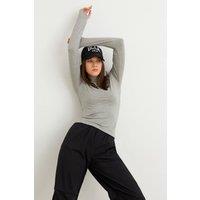 Bipantolon Women's Slim Fit Half Turtleneck Bodysuit in Light Grey | Size: XL