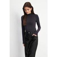 Bipantolon Women's Slim Fit Half Turtleneck Bodysuit in Charcoal | Size: 2XL
