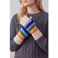 Vellin Women's Women's Colourblock Stripe Winter Gloves in Cream