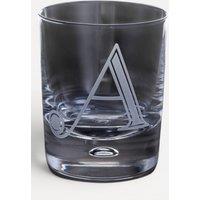 Dartington Exmoor Engraved Glass Whiskey Tumbler 300ml - Letter A in Clear