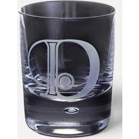 Dartington Exmoor Engraved Glass Whiskey Tumbler 300ml - Letter D in Clear