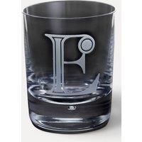 Dartington Exmoor Engraved Glass Whiskey Tumbler 300ml - Letter E in Clear