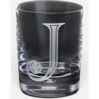 Dartington Exmoor Engraved Glass Whiskey Tumbler 300ml - Letter J in Clear