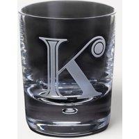 Dartington Exmoor Engraved Glass Whiskey Tumbler 300ml - Letter K in Clear