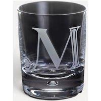 Dartington Exmoor Engraved Glass Whiskey Tumbler 300ml - Letter M in Clear