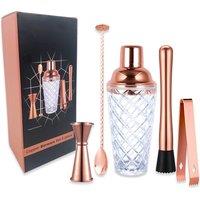 Chabrias Ltd Chabrias 5 Piece Copper Cocktail Shaker Set 450ml with Glass Gift Box in Rose Gold