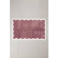 Homescapes Luxury Scalloped Cotton Bath Mat - 50 x 80 cm in Mauve