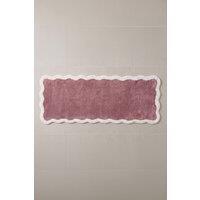 Homescapes Luxury Scalloped Cotton Bath Mat Runner - 40 x 100 cm in Mauve