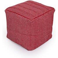 Kaikoo CHEVERON WOVEN DHURRIE CUBE red white