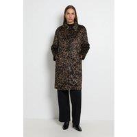 Wallis Women's Faux Pony Hair Animal Print Car Coat | Size: 10