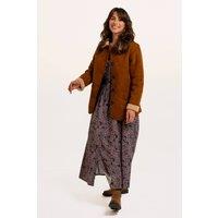 Brakeburn Women's Hawthorn Faux Suede & Shearling Coat in Brown | Size: 12