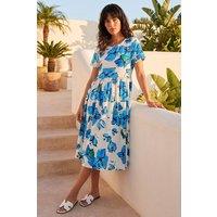 Roman Women's Floral Smock Midi Dress in White | Size: 10