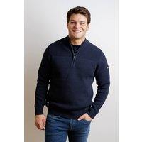 Firetrap Men's Cotton Rich Half Zip Funnel Neck Jumper in Dark Navy | Size: Medium