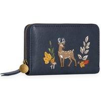Woodland Leathers Women's RFID Zip Around Purse, Deer Applique in Navy