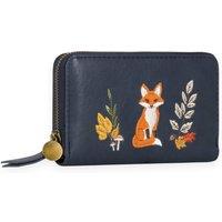 Woodland Leathers Women's RFID Fox Applique Zip Around Purse in Navy