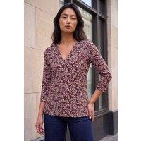 Roman Women's Petite Floral Stretch Top in Wine | Size: 12