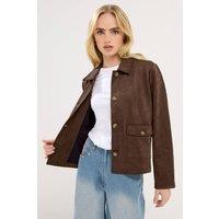PixieGirl Women's Petite Suedette Jacket in Brown | Size: 12