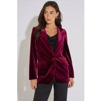 Gini London Women's Mulberry Velour Jacket in Burgundy | Size: 14