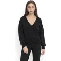 Busem Women's Crop V-neck Sweatshirt in Black | Size: Medium