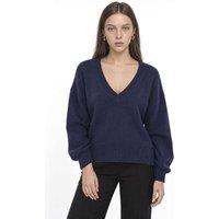 Busem Women's Crop V-neck Sweatshirt in Navy | Size: Medium